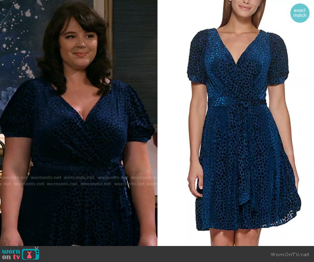 DKNY Velvet Puff-Sleeve Wrap-Style Dress worn by Gabby (Kether Donohue) on B Positive