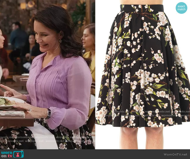 Dolce & Gabbana Almond Blossom Print Skirt worn by Charlotte York (Kristin Davis) on And Just Like That