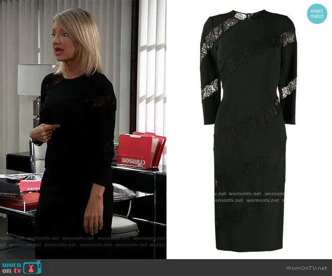 Dolce and Gabbana Lace Detail Sheath Dress worn by Nina Reeves (Cynthia Watros) on General Hospital
