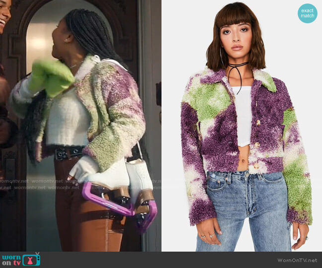 All Bundled Up Tie Dye Sherpa Jacket from Dolls Kill worn by Delilah (Laya DeLeon Hayes) on The Equalizer