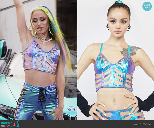 Club Exx Aqua Skeletoria Cutout Bustier Top