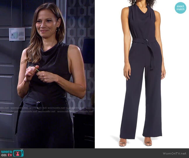 Donna Ricco Cowl Neck Jumpsuit with Belt worn by Ava Vitali (Tamara Braun ) on Days of our Lives