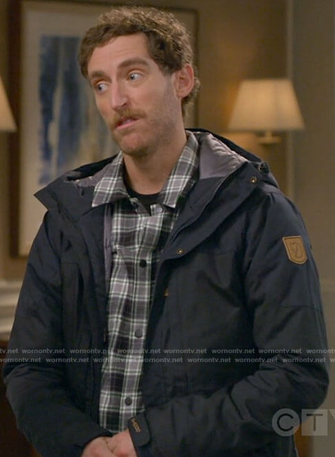 Drew’s navy jacket on B Positive