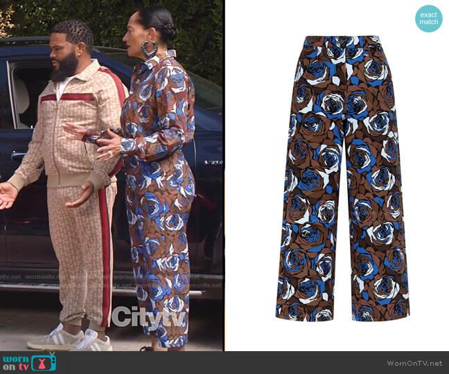 Dries van Noten Pinel Bis Jersey Floral Trouser worn by Rainbow Johnson (Tracee Ellis Ross) on Black-ish