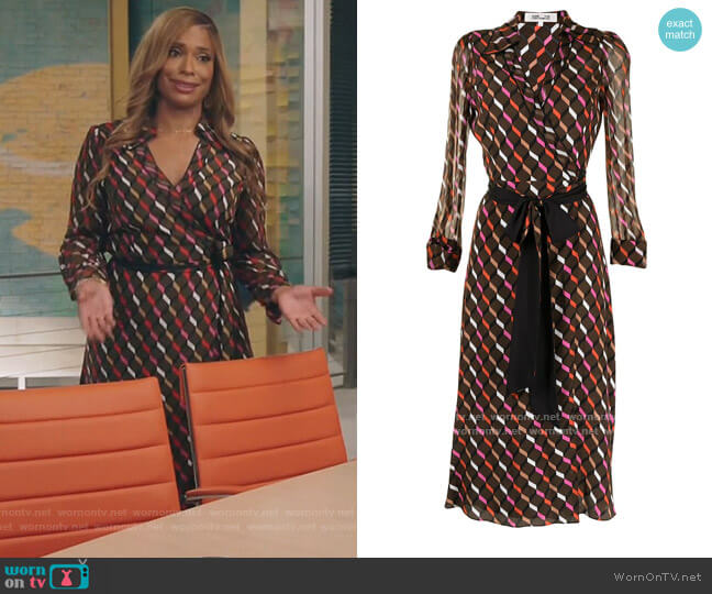 Diane von Furstenberg Brooke Geometric Print Wrap Dress worn by Mika (Kimrie Lewis) on Kenan