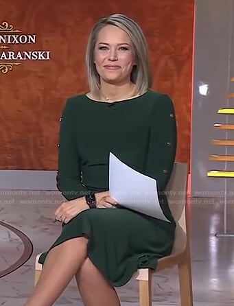 Dylan’s green button embellished sleeve dress on Today