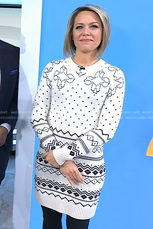 Dylan’s white printed sweater dress on Today