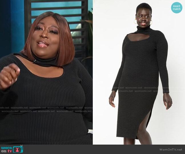 Eloquii Cutout Detail Turtleneck Sweater Dress worn by Loni Love on E! News