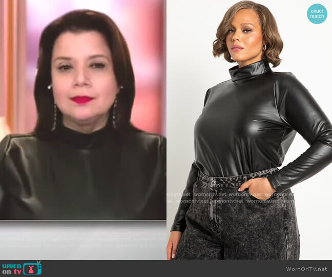 Eloquii Faux Leather Turtleneck worn by Ana Navarro on The View