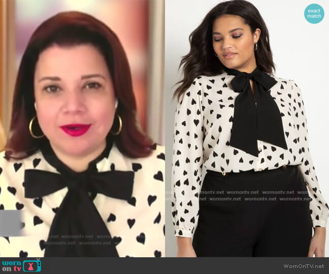 Eloquii Tie Neck Blouse worn by Ana Navarro on The View