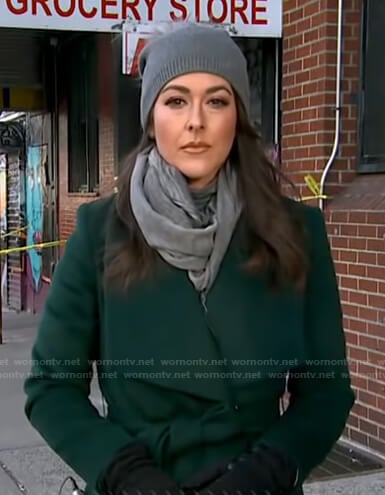 Erielle Reshef’s green wrap coat on Good Morning America