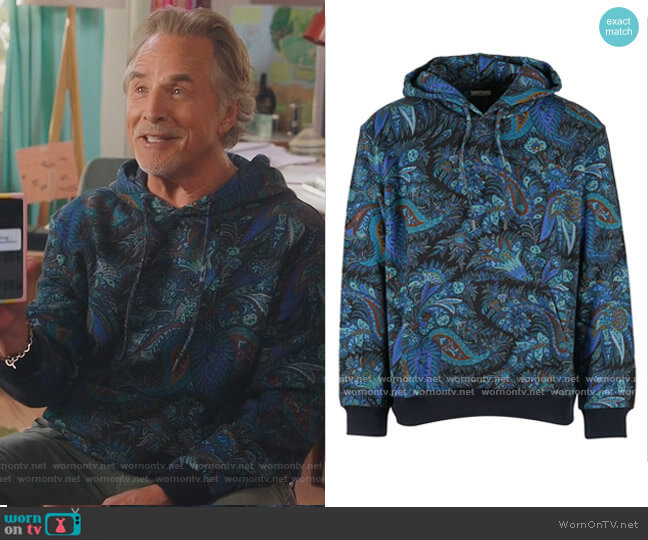 Etro Paisley Print Cotton Hoodie worn by Rick (Don Johnson) on Kenan