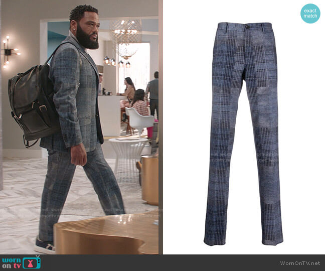 Etro Woven-Check Tailored Trousers worn by Andre Johnson (Anthony Anderson) on Black-ish