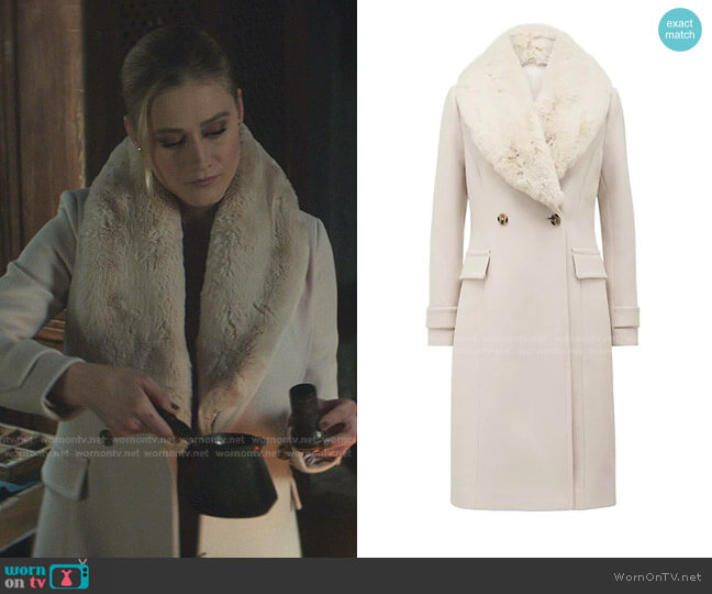 Ever New Lucy Faux Fur Collar Crombie Coat