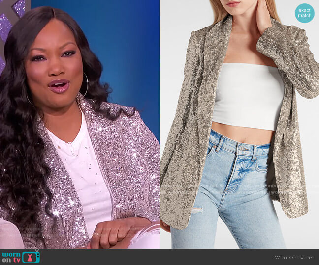 Express Champagne Sequin Boyfriend Blazer worn by Garcelle Beauvais on The Real