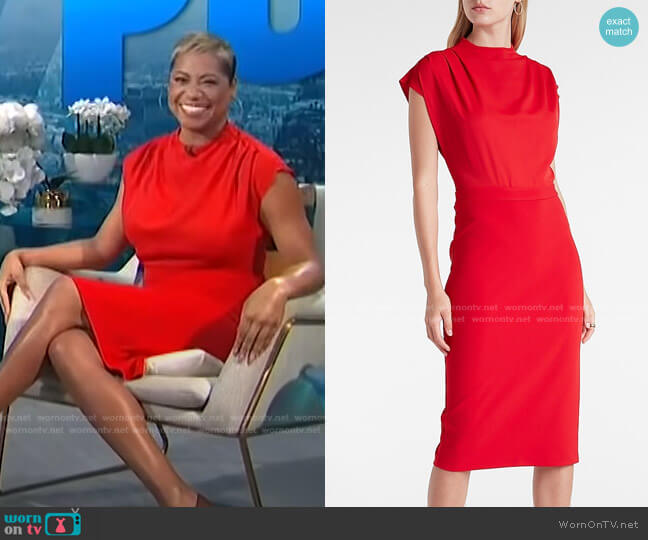 Express Draped Mock Neck Midi Dress worn by Monique Kelley on E! News