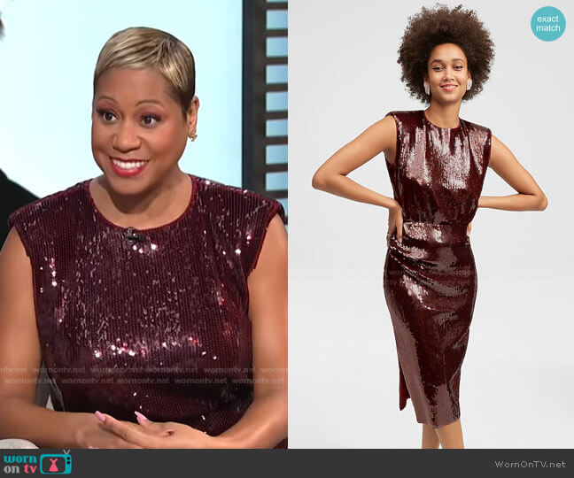 Express Sequin Midi Dress worn by Monique Kelley on E! News