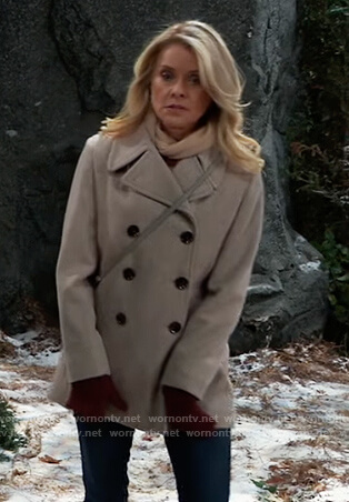 Felicia’s beige peacoat on General Hospital