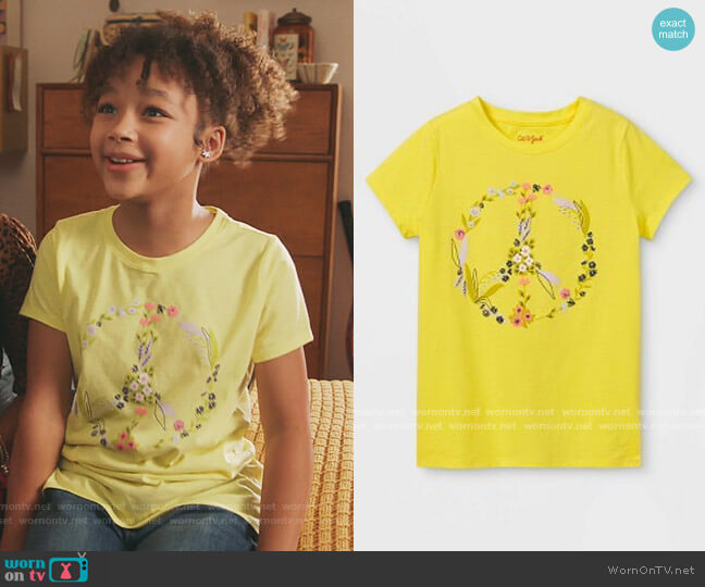 Cat & Jack Floral Peace Graphic Tee worn by Bridget Williams (Dannah Lane) on Kenan