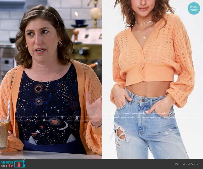 Forever 21 Balloon Sleeve Cardigan worn by Kat Silver (Mayim Bialik) on Call Me Kat
