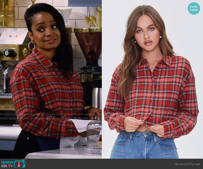 Forever 21 Raw Cut Plaid Shirt worn by Randi (Kyla Pratt) on Call Me Kat