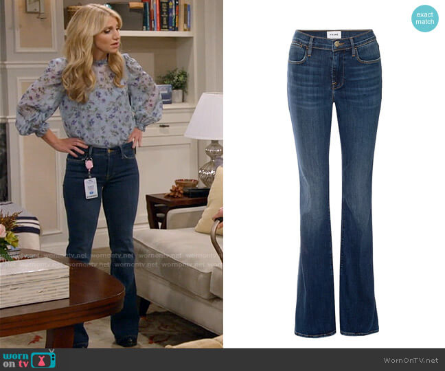 Frame Le High Waist Flare Jeans in Dublin worn by Gina Dabrowski (Annaleigh Ashford) on B Positive