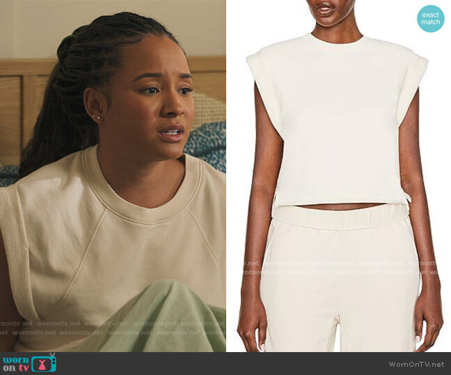 Frame Organic Cotton Rolled Up Sweatshirt worn by Lauren Dupont (Rhyon Nicole Brown) on Our Kind of People