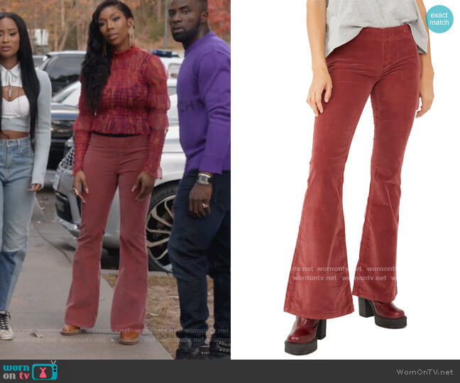 Free People Pull-On Flare Corduroy Pants worn by Naomi (Brandy Norwood) on Queens