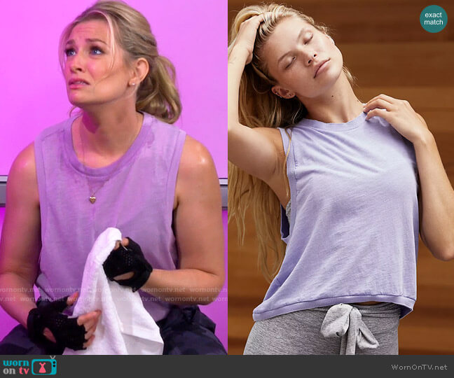 Free People Love Tank in Violet Quartz worn by Gemma (Beth Behrs) on The Neighborhood