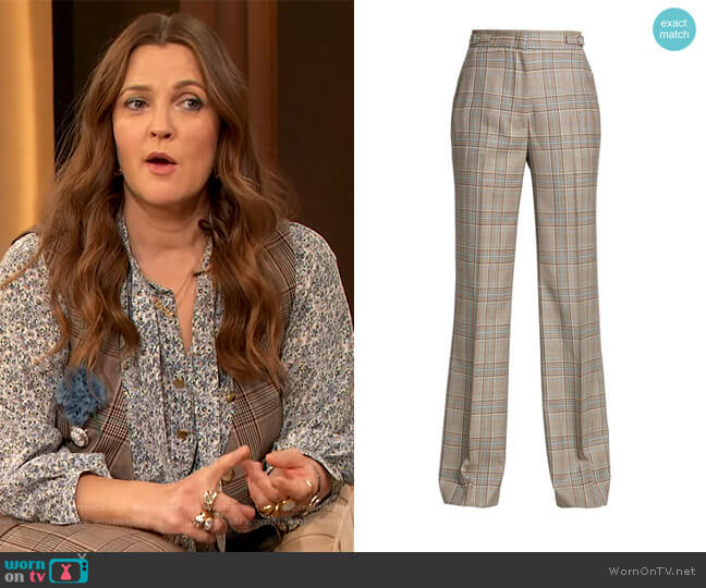 Gabriela Hearst Norman belted wool and silk-blend twill wide-leg pants worn by Drew Barrymore on The Drew Barrymore Show