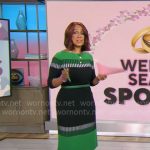 Gayle King’s green and black colorblock knit dress on CBS Mornings