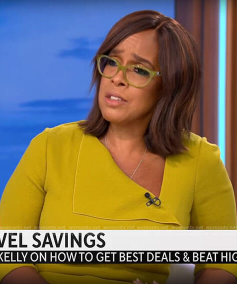 Gayle King’s chartreuse folded dress on CBS Mornings
