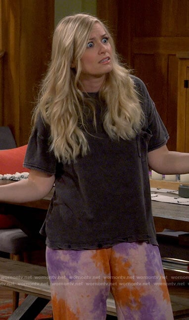 Gemma’s black t-shirt and tie dye pants on The Neighborhood