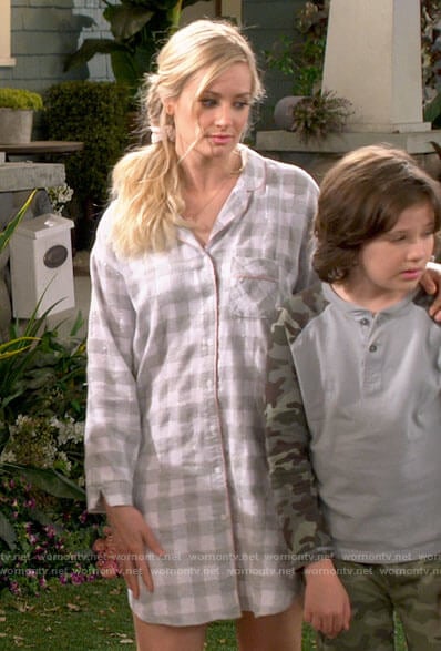 Gemma’s grey checked pajama shirt on The Neighborhood