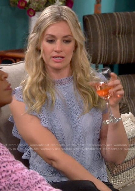 Gemma’s light blue lace top on The Neighborhood