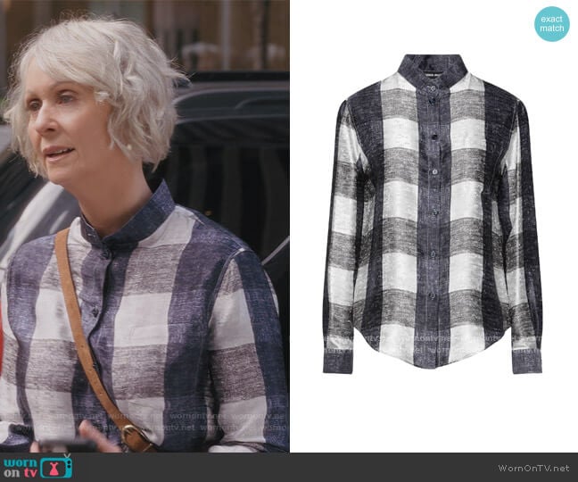 Giorgio Armani Checked Shirt worn by Miranda Hobbs (Cynthia Nixon) on And Just Like That