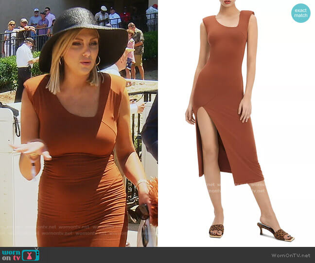Good American Front Slit Knit Midi Dress worn by Gina Kirschenheiter on The Real Housewives of Orange County