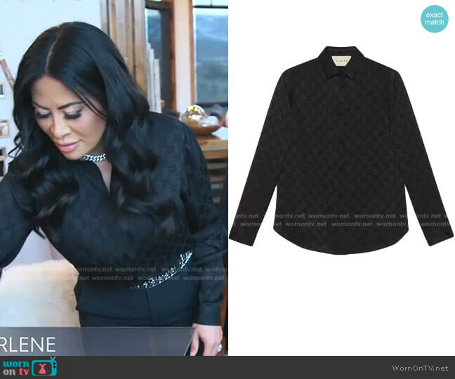 Gucci GG Print Shirt worn by Jen Shah on The Real Housewives of Salt Lake City
