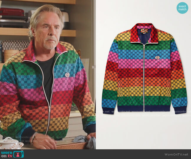 Gucci Striped Logo-Print Tech-Jersey Track Jacket worn by Rick (Don Johnson) on Kenan