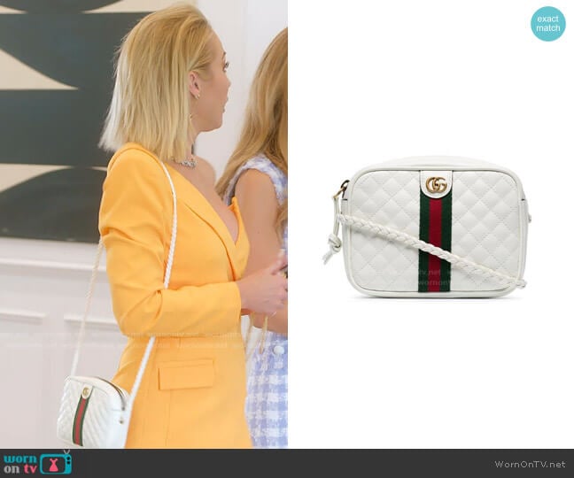 Gucci GG Small Quilted-Leather Shoulder Bag worn by Mary Fitzgerald on Selling Sunset