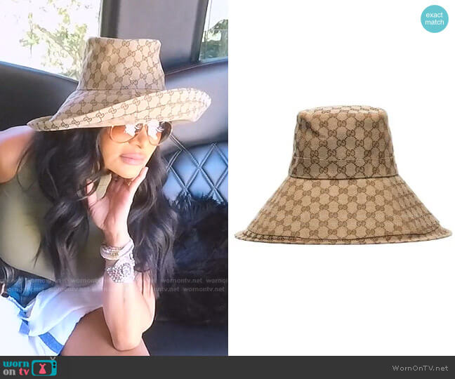 Gucci GG Canvas Wide Brim Hat worn by Jen Shah on The Real Housewives of Salt Lake City