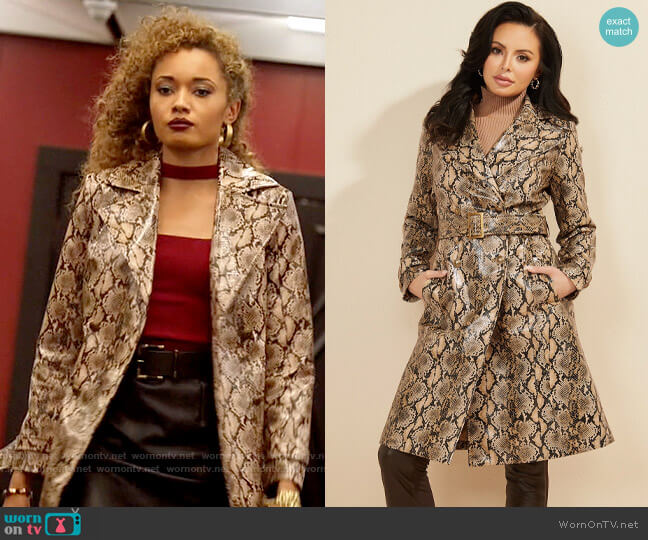 Guess Chrissie Trench Coat worn by Astra Logue (Olivia Swann) on Legends of Tomorrow