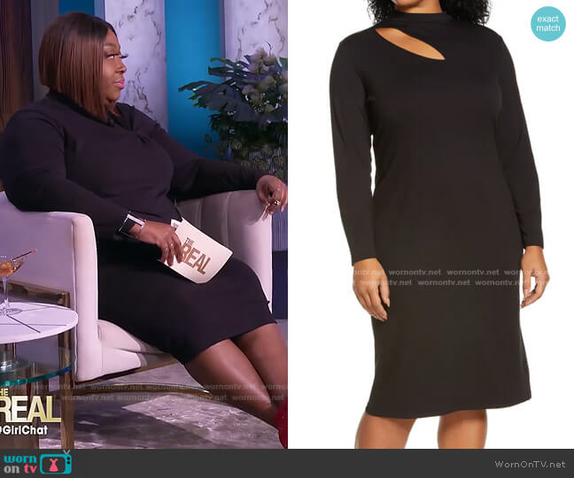 Halogen Cutout Ponte Knit Long Sleeve Dress worn by Loni Love on The Real