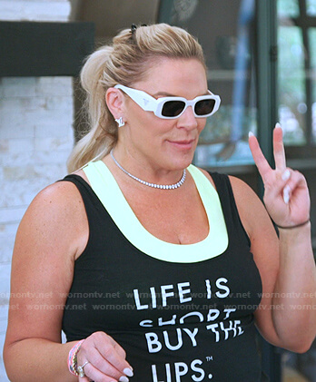 Heather’s white frame sunglasses on The Real Housewives of Salt Lake City