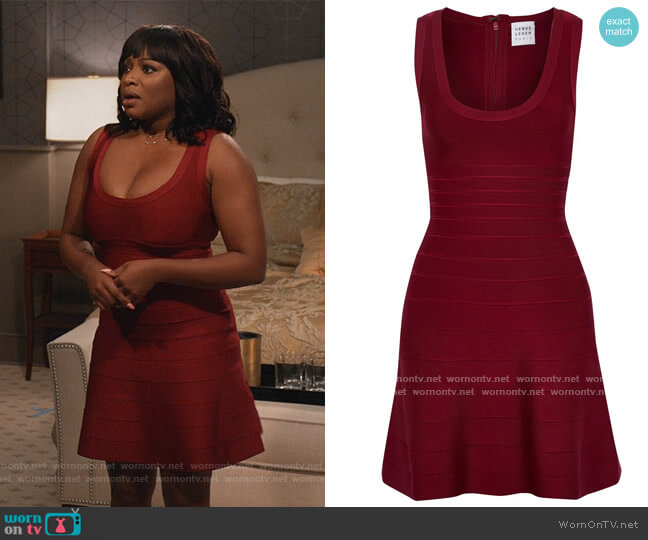 Herve Leger Flared bandage mini dress worn by Jill (Naturi Naughton) on Queens