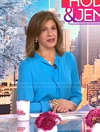 Hoda’s blue tie neck blouse on Today