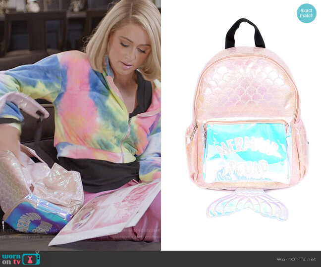 3am Holographic Mermaid Squad Backback worn by Paris Hilton on Paris in Love