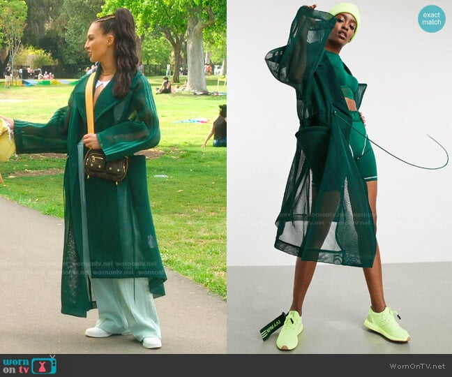 Adidas x Ivy Park Mesh Trench Coat worn by Amanza Smith on Selling Sunset
