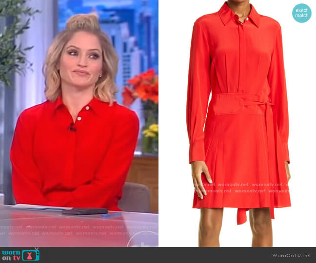 Jason Wu Long Sleeve Silk Crêpe de Chine Shirtdress worn by Sara Haines on The View