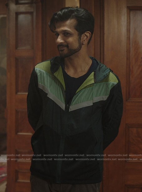 Jay’s green colorblock jacket on Ghosts
